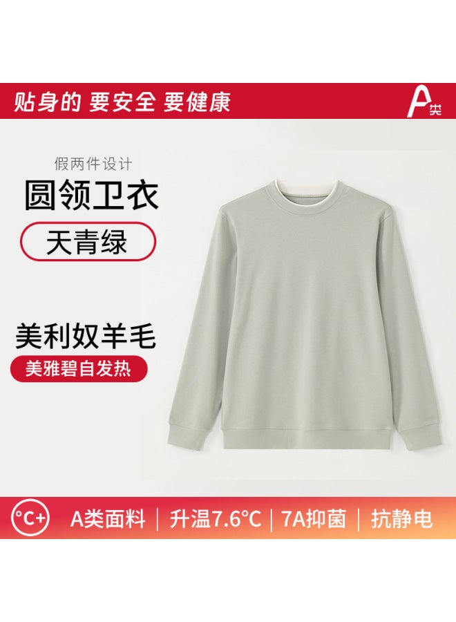 Category A Autumn And Winter New Trbottomyy Fake Two-piece Bottoming Shirts For Men And Women Loose Round Neck Tops Couples Wool Long-sleeved Sweatshirts