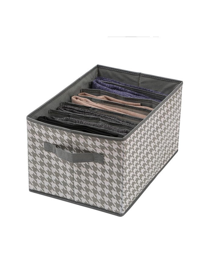 هاوس أوف كويرك مجموعة من 3 منظمات ملابس غير منسوجة من House of Quirk للملابس المطوية بمقبض، منظمات أدراج الخزانة للجينز والسراويل والقمصان والسترات وملابس الأطفال (6+7+9 شبكات، رمادي منقوش) - Image 4