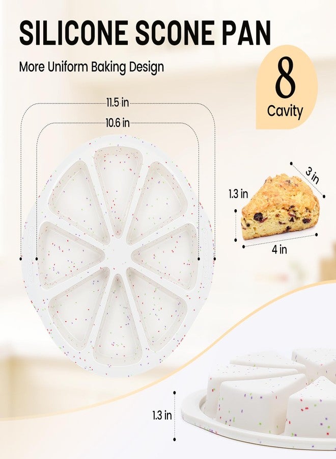 Vinino Silicone Scone Pan with Reinforced Frame, 8-Cavity Triangle Cake Mold Suitable for Brownies, Muffins, Cheesecake, Nonstick Wedge Pan BPA-Free, Oven, Dishwasher Safe-Cream - Image 4