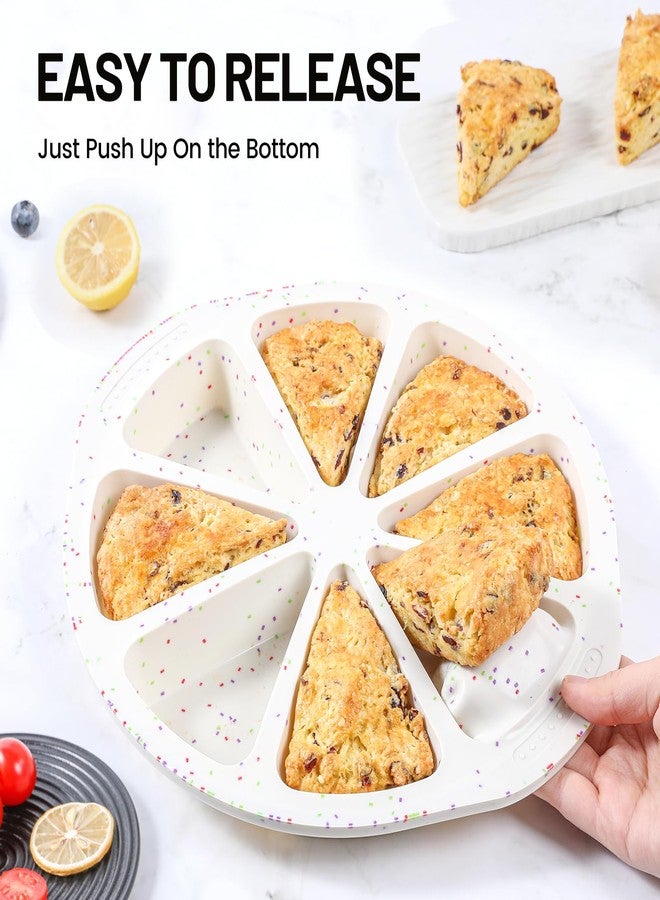 Vinino Silicone Scone Pan with Reinforced Frame, 8-Cavity Triangle Cake Mold Suitable for Brownies, Muffins, Cheesecake, Nonstick Wedge Pan BPA-Free, Oven, Dishwasher Safe-Cream - Image 3