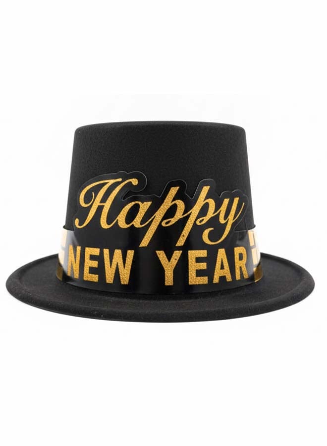 Feelings Happy New Year Hat - Velvet Black & Gold - 1 Pack - Image 1