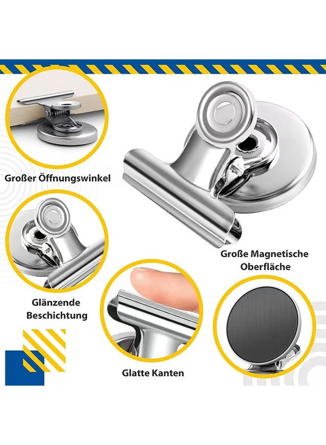 8 packs of refrigerator magnets, strong magnetic clips, detailed paper display clips, home, office, and educational organizers (Silver, 8) - Image 5