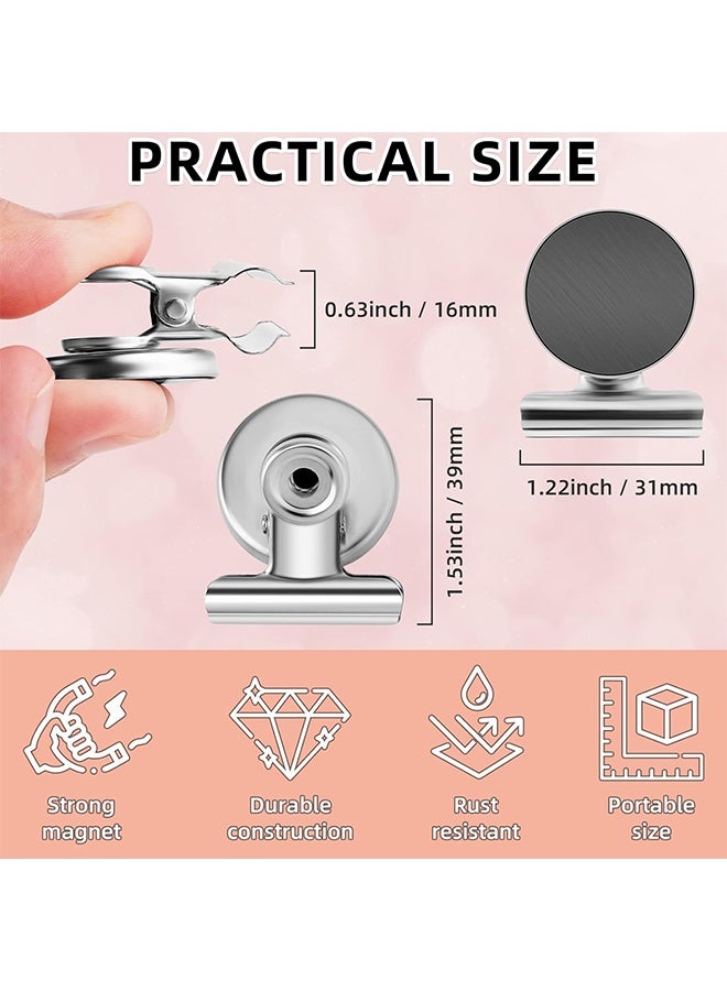 8 packs of refrigerator magnets, strong magnetic clips, detailed paper display clips, home, office, and educational organizers (Silver, 8) - Image 2