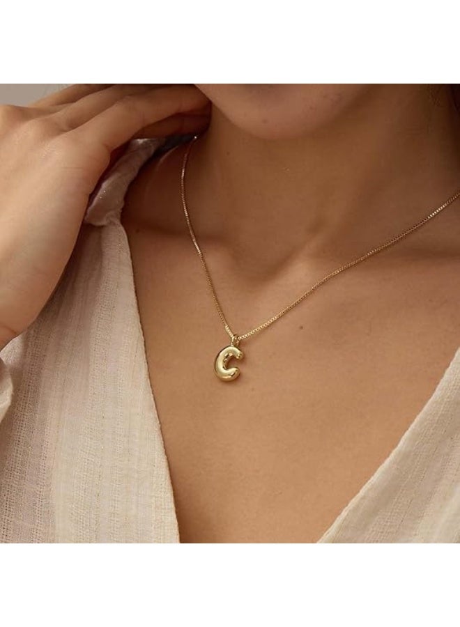 Bubble Gold Letter Necklace for Women, 14K Gold Plated Balloon Initial Necklace – Personalized Bubble Pendant Name Necklace, Dainty Trendy Jewelry, Custom Initial Gold Necklace Gift for Women & Girls - Image 3