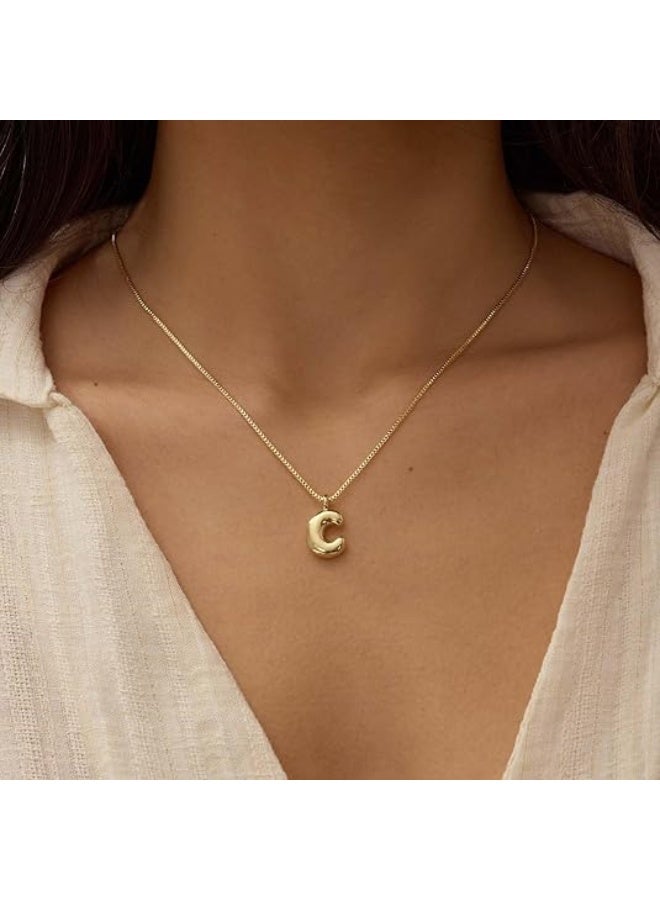 Bubble Gold Letter Necklace for Women, 14K Gold Plated Balloon Initial Necklace – Personalized Bubble Pendant Name Necklace, Dainty Trendy Jewelry, Custom Initial Gold Necklace Gift for Women & Girls - Image 2