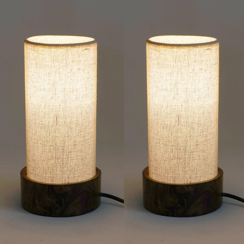 Craftter Pack of 2 Small Table Lamps | Wooden Base Night Lamp for Bedroom & Living Room Decor - Image 5