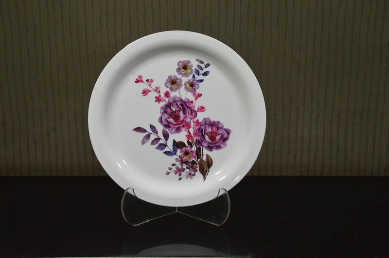 Urmila Plastic® Plates Serving Dinner (Red Flower New) Print Round Serving Dinner Plates Full Size Plate Set for Dining Table Home Kitchen Party Restaurant 12 Inches White Set of 12 - Image 5