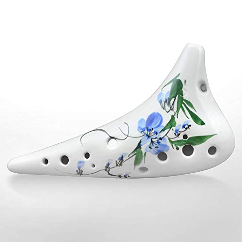 OcarinaWind 12 Hole Ceramic Ocarina, Alto C, Tenor C, Chinese Hand Painting 'Trumpet Creeper', Gift Idea - Image 2