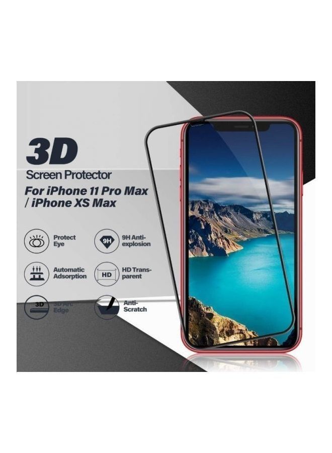 واقي شاشة لهاتف Iphone 11 pro max / Iphone xs max ، عبوتان من الزجاج المقوى الشفاف عالي الدقة ، مضاد للخدش ، وضوح عالي الدقة ، مناسب للحالة ، فيلم مضاد للفقاعات بدقة لمس ثلاثية الأبعاد شفاف / أسود - Image 2