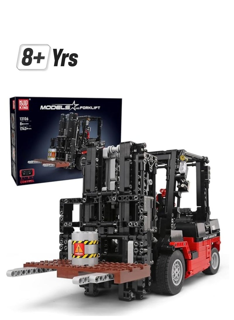 mould king 13106 Educational Forklift Truck Building Block Toy, MOC Remote Control Heavy-Duty Shelf Lifted Truck Model Toy, Gift Building Toys for Kids Age 8+/ Adult (1,743 Pieces)  - Image 1