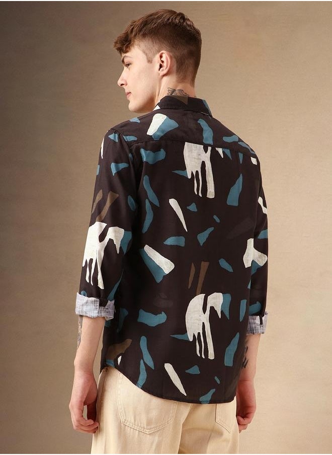 Dennis Lingo Men's Regular Fit Multi-Color Spread Collar Shirt  - Image 5
