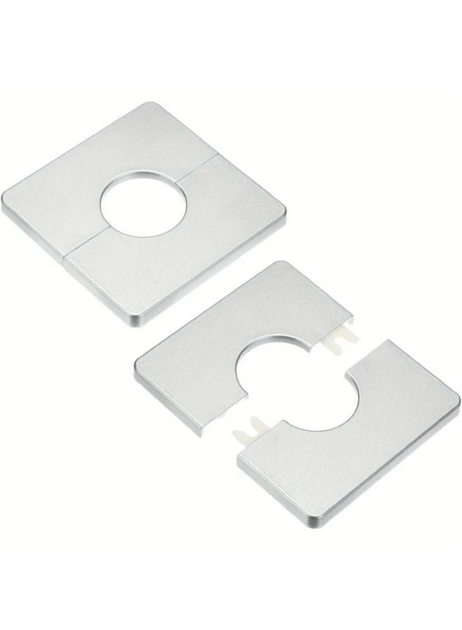 2Pcs Silvery ABS Plastic Square Escutcheon Plate 32mm Wall Mounted Pipe Decorative Cover - Image 1