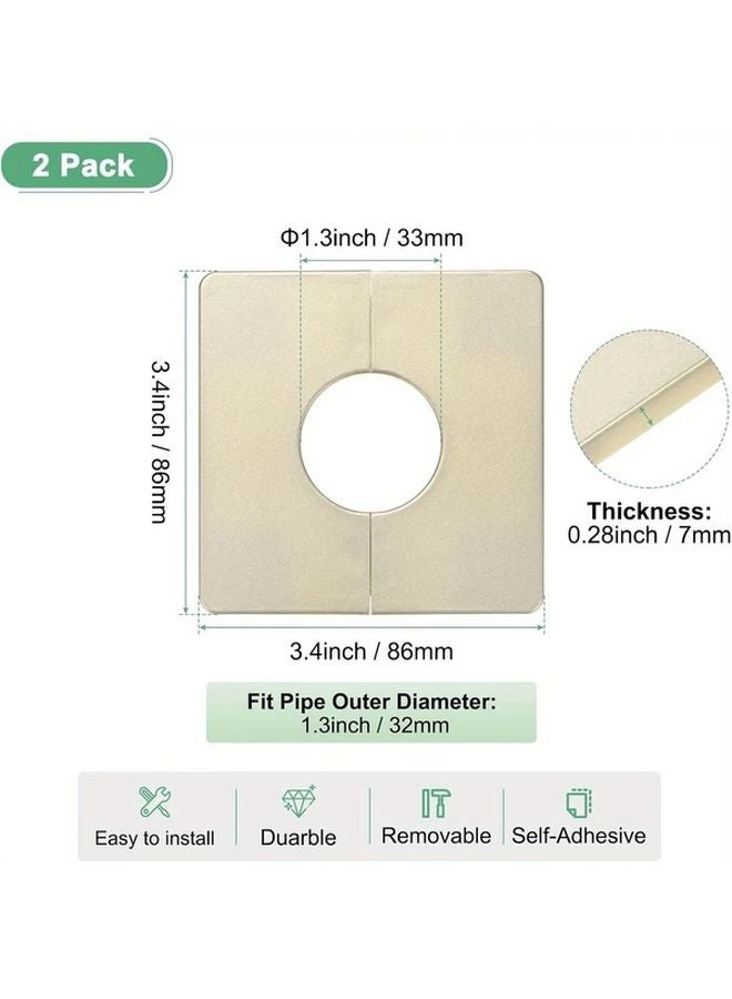 2Pcs Silvery ABS Plastic Square Escutcheon Plate 32mm Wall Mounted Pipe Decorative Cover - Image 3