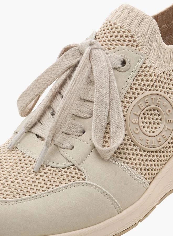 Celeste BEIGE Women Lace-Up Sneakers for Women | Best Price UAE