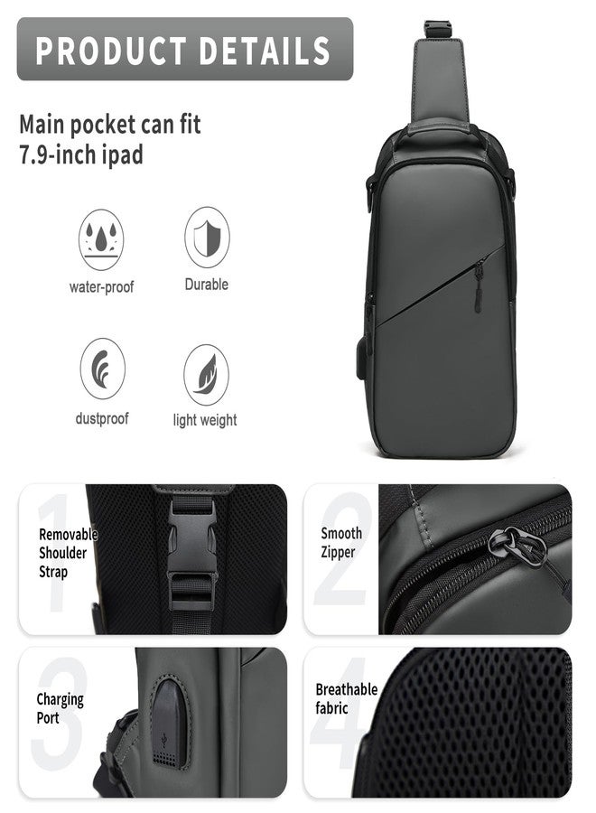 WEPLAN Crossbody Bags for Women Men,Waterproof Sling Bag Backpack Casual Chest Bag with Convertible Shoulder Strap,Shoulder bag for Outdoors Hiking Traveling,Grey - Image 3