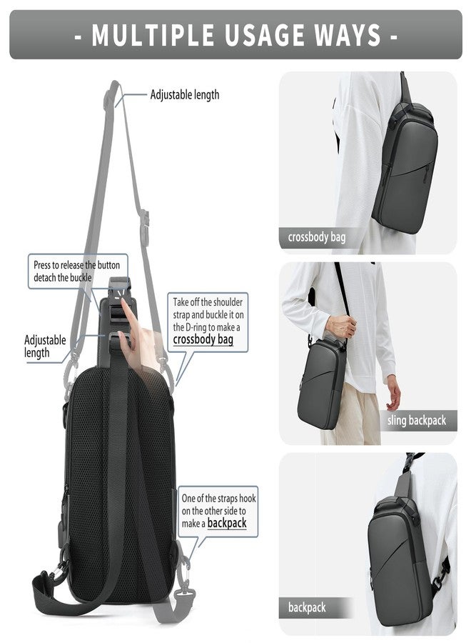 WEPLAN Crossbody Bags for Women Men,Waterproof Sling Bag Backpack Casual Chest Bag with Convertible Shoulder Strap,Shoulder bag for Outdoors Hiking Traveling,Grey - Image 4