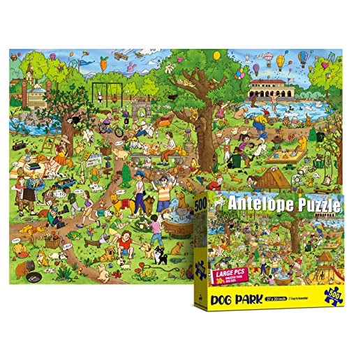 Antelope 500 Piece Large Format Jigsaw Puzzle for Adults Dog Park Jigsaw Puzzles 500 Pieces Large Pieces No Dust Puzzles for Senior Citizen 500 PC NonGlare Finish Interlock Smoothly - Image 1