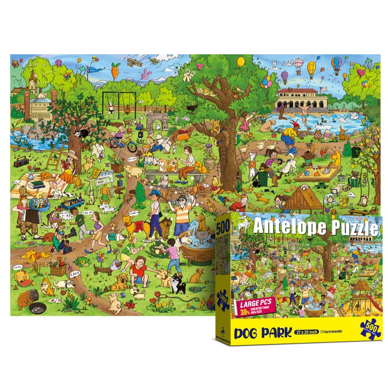 Antelope 500 Piece Large Format Jigsaw Puzzle for Adults Dog Park Jigsaw Puzzles 500 Pieces Large Pieces No Dust Puzzles for Senior Citizen 500 PC NonGlare Finish Interlock Smoothly - Image 2