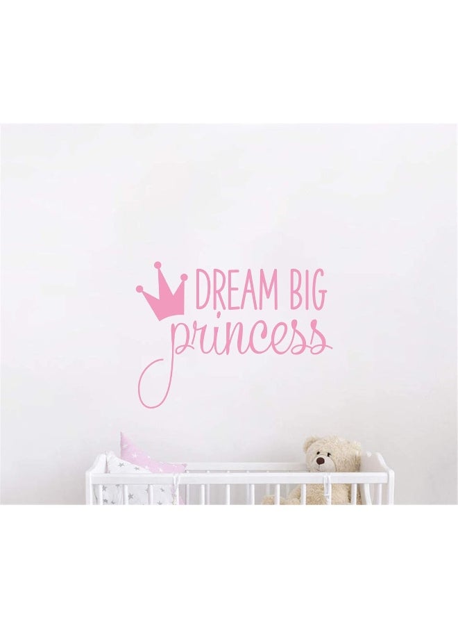 JURUOXIN Dream Big Princess with Crown Wall Decal Vinyl Sticker for Kids Baby Girls Bedroom Decoration Nursery Home Decor Mural Design YMX18 (Soft Pink)  - Image 3