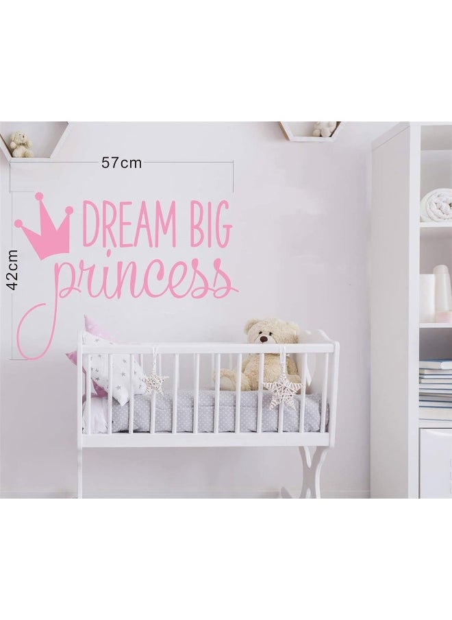 JURUOXIN Dream Big Princess with Crown Wall Decal Vinyl Sticker for Kids Baby Girls Bedroom Decoration Nursery Home Decor Mural Design YMX18 (Soft Pink)  - Image 2