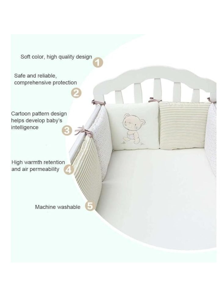DUNISO 6 Pieces of Baby crib protective pads, male and female universal pure cotton rectangular surround pads, children's bed surround, soft, breathable and anti collision, 30cm * 30cm - Image 3