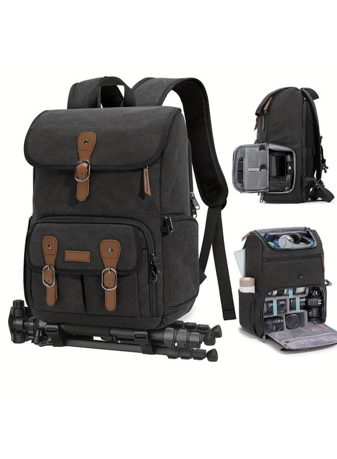 حقيبة كاميرا ريتورمور المضادة للسرقة من القماش لحمل كاميرات DSLR وSLR مع حجرة لابتوب 15 بوصة - الحجم L - اللون الأسود - Image 1