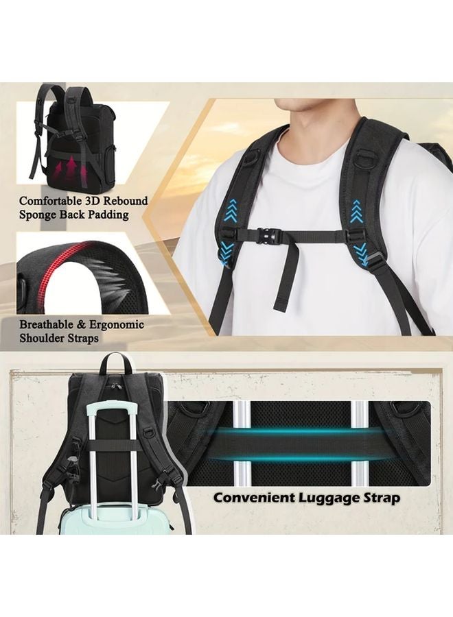 حقيبة كاميرا ريتورمور المضادة للسرقة من القماش لحمل كاميرات DSLR وSLR مع حجرة لابتوب 15 بوصة - الحجم L - اللون الأسود - Image 5