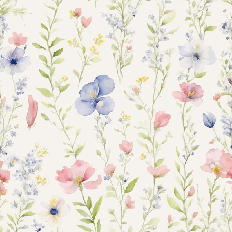 REDAMANCY Watercolor Wildflowers Green Leaf Red/Blue Flowers Peel and Stick Wallpaper Stick on Contact Paper Vintage Wall Paper Easy Peel Off for nightstand Drawer Cabinet Renter - Image 1