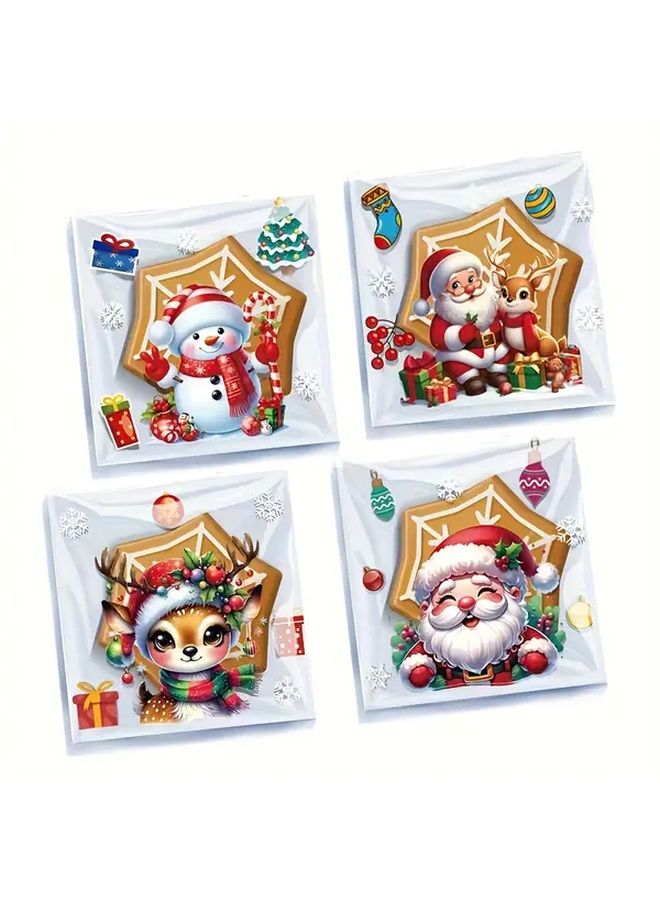 100 حزمة أكياس هدايا عيد الميلاد ذاتية اللصق 10x13 سم 4 أنماط تغليف عطلات قابلة لإعادة الاستخدام - Image 3