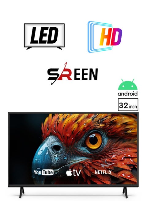 شاشة سمارت 32 بوصة - نظام تشغيل أندرويد - HD - LED - بدون إطار  - SRET-32S1