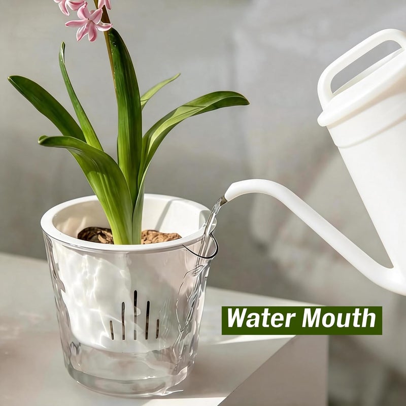 أواني نباتات إنمي ران الداخلية البلاستيكية وأواني الزهور الخارجية مقاس 5 بوصات مجموعة من 6 قطع مع فتحات تصريف وصحون لأواني الحديقة (ري ذاتي 5 بوصات 6 قطع) - Image 3