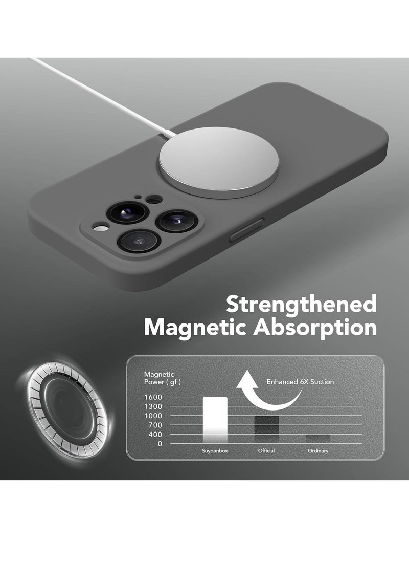 Raxoom iPhone 15 Pro Max Case Silicone, Compatible with MagSafe, [Camera Protection][2X Screen Protectors] Slim Shockproof Protective Phone Case, Soft Anti-Scratch Microfiber Lining, Dark Gray - Image 4