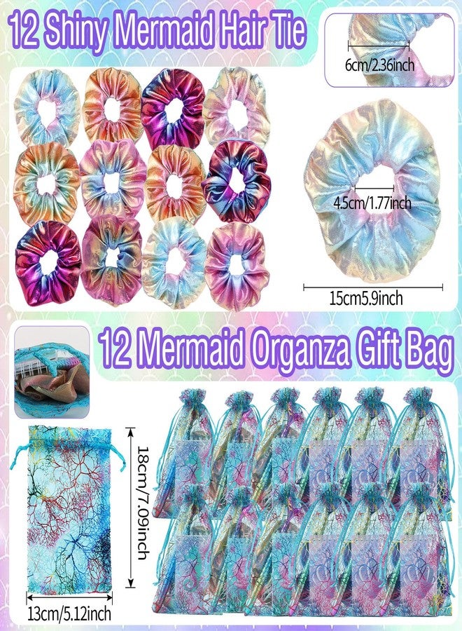 LiYiQ 110 PCS Mermaid Birthday Gifts Include 12 Pen 12 Notepad 12 Shiny Metallic Scrunchies 12 Gift Bag 50 Sticker Classroom Reward Gift Prizes Goodie Bags Stuffers - Image 5