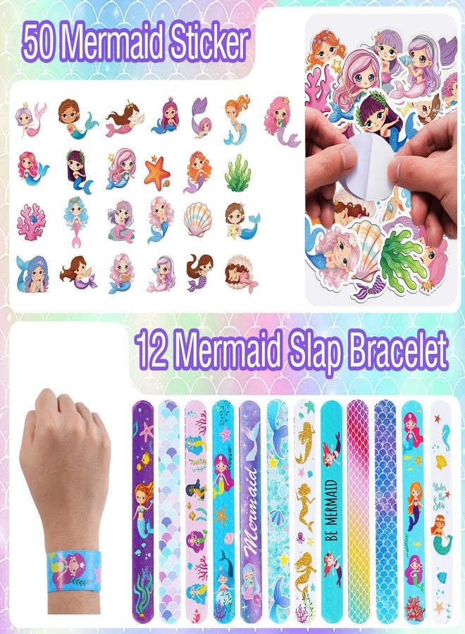 LiYiQ 110 PCS Mermaid Birthday Gifts Include 12 Pen 12 Notepad 12 Shiny Metallic Scrunchies 12 Gift Bag 50 Sticker Classroom Reward Gift Prizes Goodie Bags Stuffers - Image 4