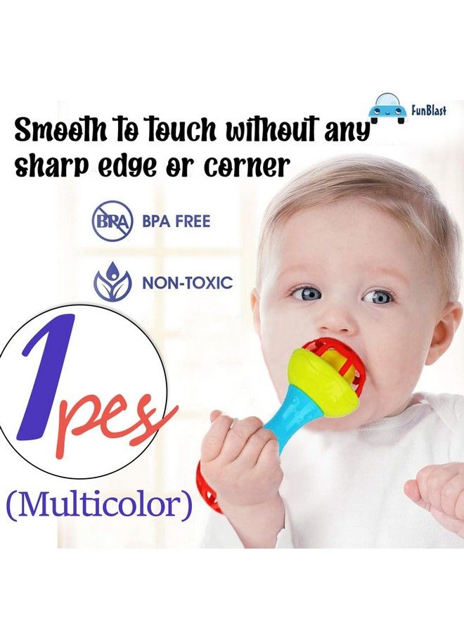 FunBlast Soft Rattles Teether Toys For Babies Toy Dumbbell Rattle Toy For Infants New Born Toy (Multicolor; Pack Of 1) - Image 4