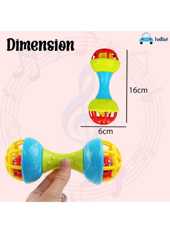 FunBlast Soft Rattles Teether Toys For Babies Toy Dumbbell Rattle Toy For Infants New Born Toy (Multicolor; Pack Of 1) - Image 3
