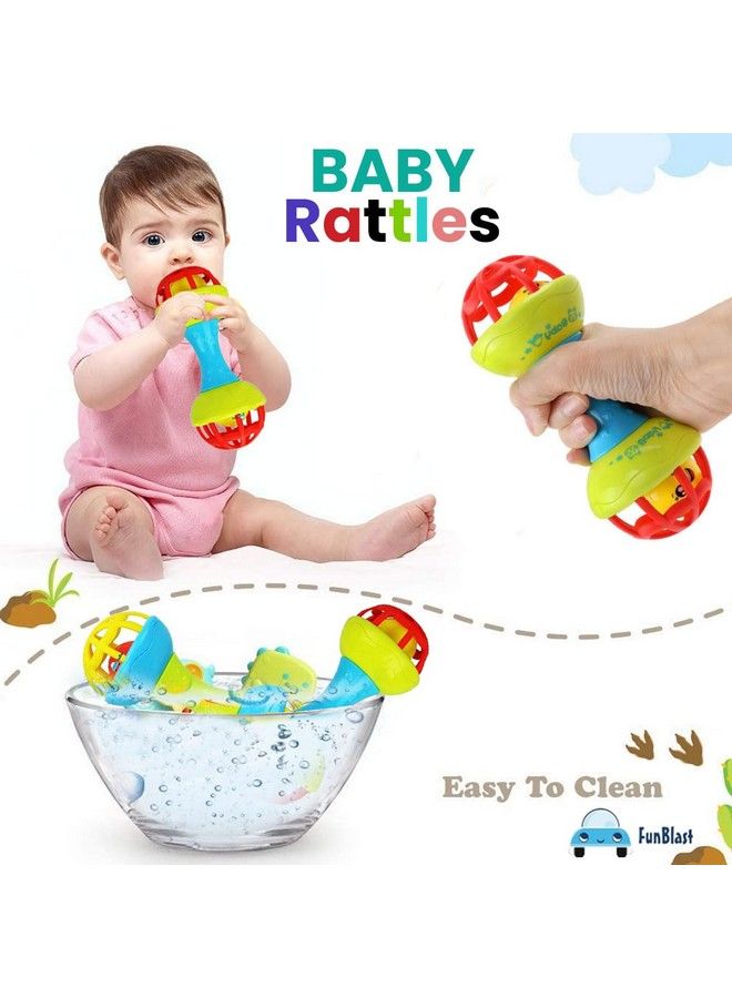 FunBlast Soft Rattles Teether Toys For Babies Toy Dumbbell Rattle Toy For Infants New Born Toy (Multicolor; Pack Of 1) - Image 5