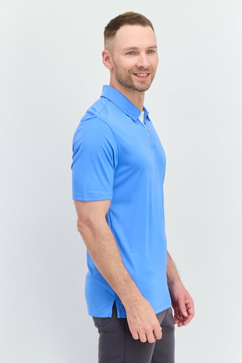 Adidas Men Sportswear Fit Short Sleeve Training Polo Shirt, Blue  - Image 2