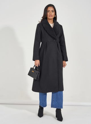 Regular Fit Midi Wool Like Faux Fur Collar Coat - pzsku/Z689F60FC6E61F8D6AECFZ/45/_/1732178018/bcecce70-7fa3-4a10-97a4-13f92db218e2