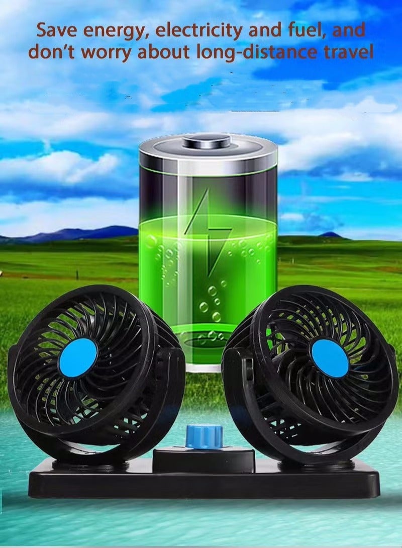12V DC Electric Car Fan with Summer Cooling Air Circulator for 360 Degree Rotatable  2 Speed Dual Head Cool - Image 3