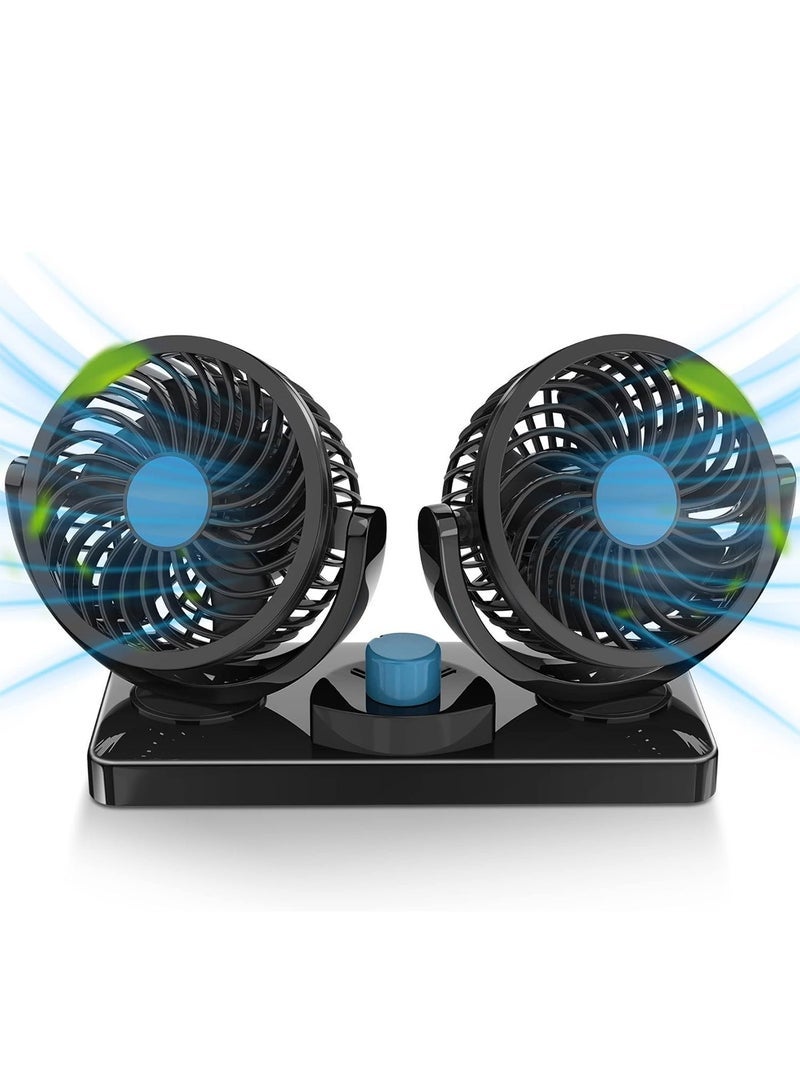 12V DC Electric Car Fan with Summer Cooling Air Circulator for 360 Degree Rotatable  2 Speed Dual Head Cool - Image 1