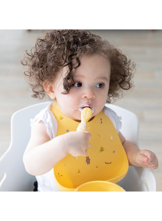 Bumkins Baby Utensil Set, Silicone Trainer Spoons for Dipping, Soft Tip, Self-Feeding, Chew, Baby Led Weaning, First Year Training Supplies, Essentials in Learning Eating, 4 Mos, 3-pk Red and Yellow - Image 3