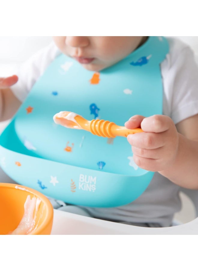 Bumkins Baby Utensil Set, Silicone Trainer Spoons for Dipping, Soft Tip, Self-Feeding, Chew, Baby Led Weaning, First Year Training Supplies, Essentials in Learning Eating, 4 Mos, 3-pk Red and Yellow - Image 4