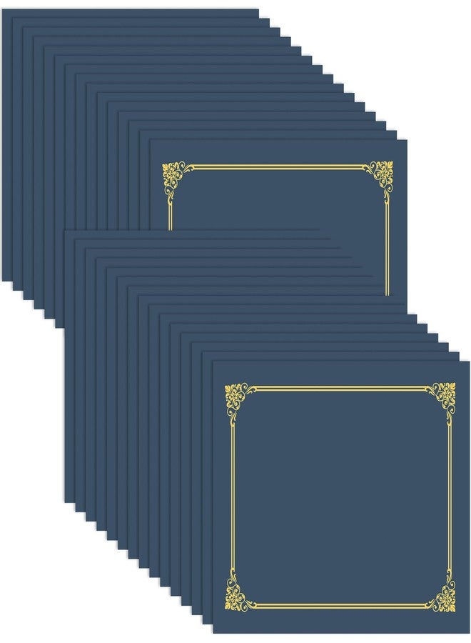 AKONEGE 30 Packs Certificate Holders, Navy Blue Diploma Holders, 350gsm, Certificate Covers with Gold Foil Border for Letter Size 8.5 x 11 Certificates, Cardstock, Award, Graduation, Document Papers - Image 1