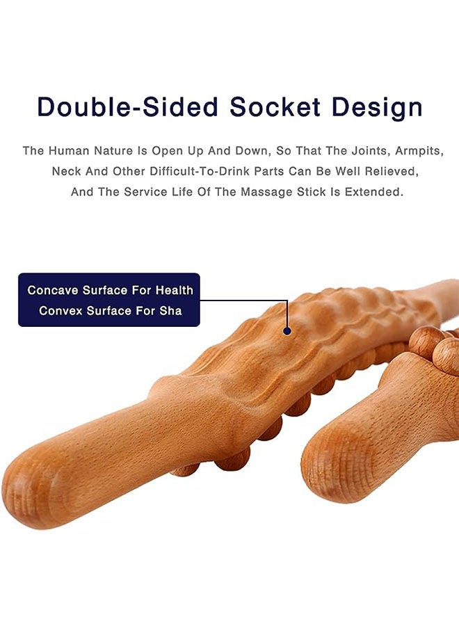 WOODEN MASSAGE ROLLER STICK 31 beads LYMPHATIC DRAINAGE ANTI-CELLULITE BODY SCULPTING TOOL for Deep Tissue Muscle Relief Neck Back Pain Relief Handheld Wooden Gua Sha Scraping Massager - Image 3