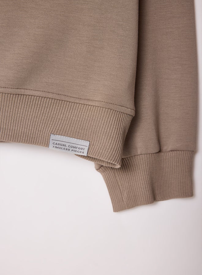 trendyol Vizon More Sustainable Oversize/Wide Cut Text Embroidered Non-raised Sweatshirt - Image 3