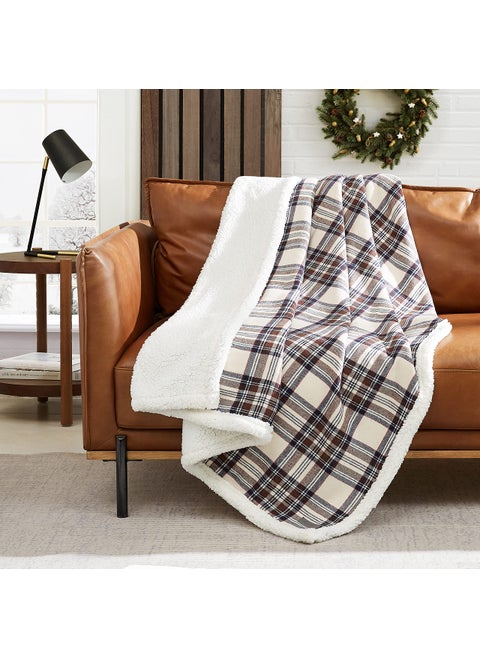 Eddie Bauer  Blanket Super Soft Reversible Sherpa  Brushed Fleece Bedding Throw Blankets for Couch Ideal for Lounging Edgewood Khaki