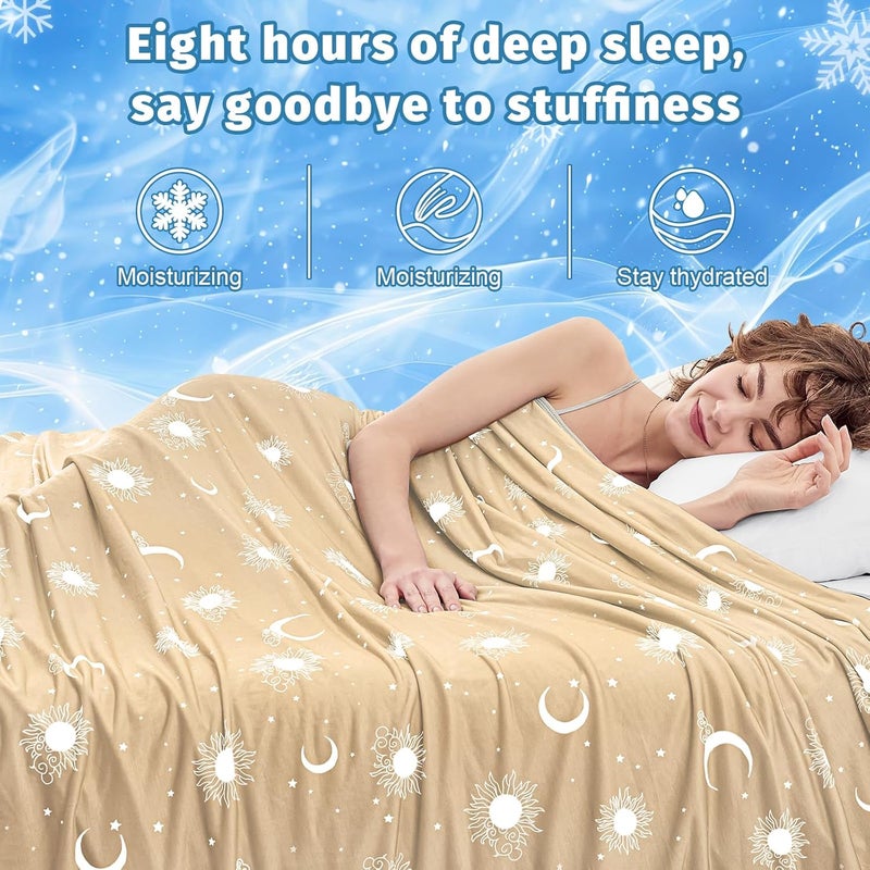 inhand Cooling Blanket - Cooling Blankets for Hot Sleepers -Decorative Lightweight Breathable Summer Cold Blankets for Sleeping Night Sweats to Keep Cool-(90"x108") Beige - Image 2