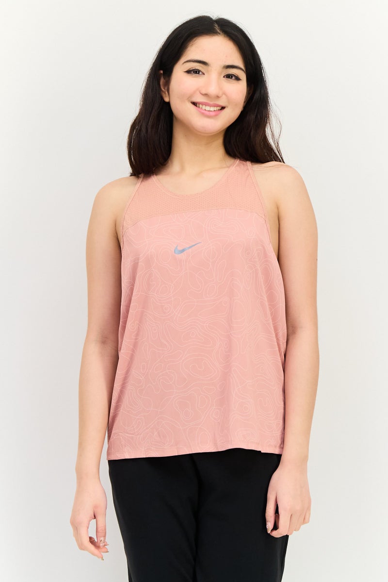 Nike Women Standard Fit Sleeveless Running Tank Top, Old Rose - Image 1