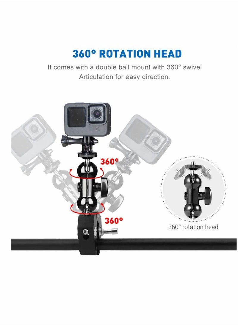 Y&D - Roll over image to zoom in Camera Clamp, Magic Arm, Double Ball Head Adapter, for Canon Nikon DSLR Camera/for Gopro/LED Lights (black) - Image 1